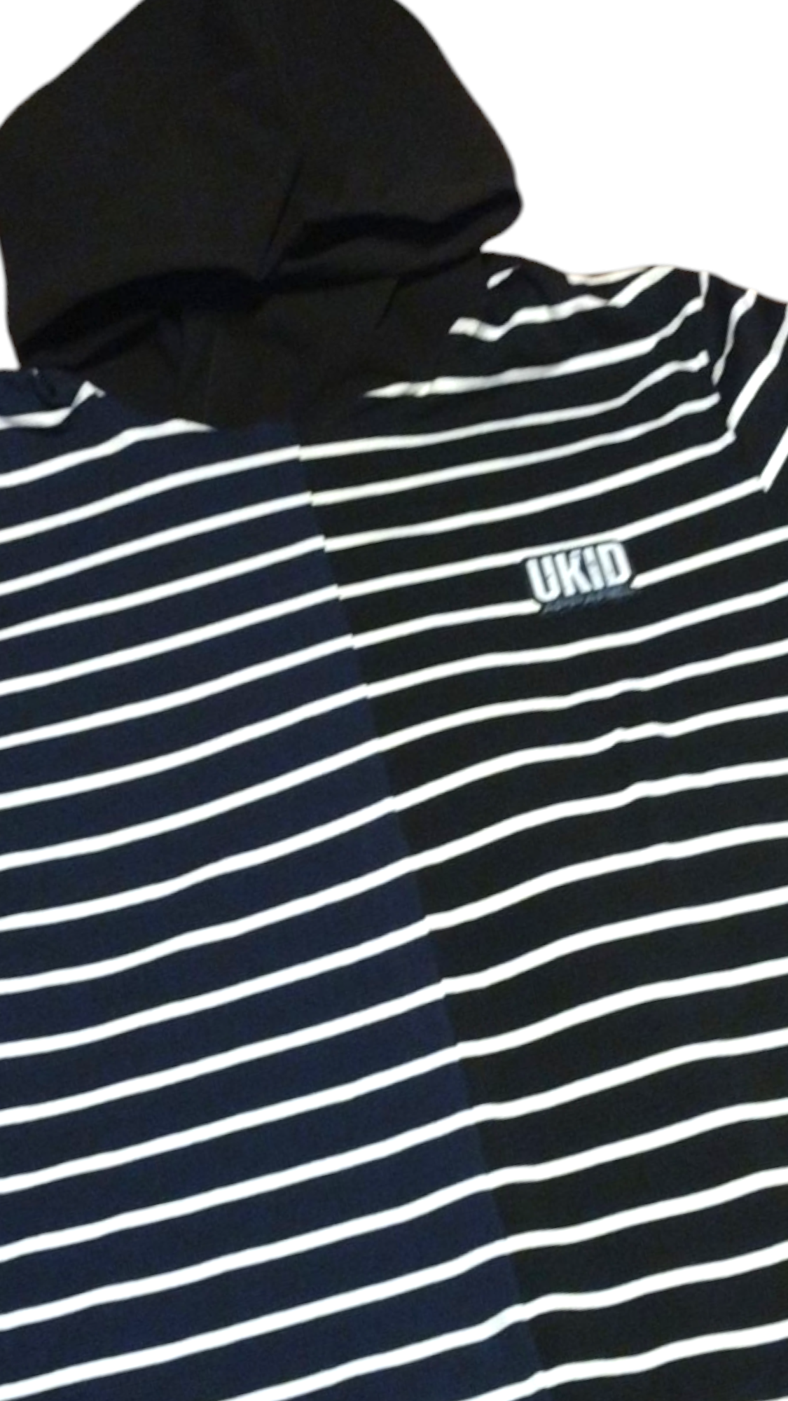 Split Striped Hooded T-Shirt with pockets