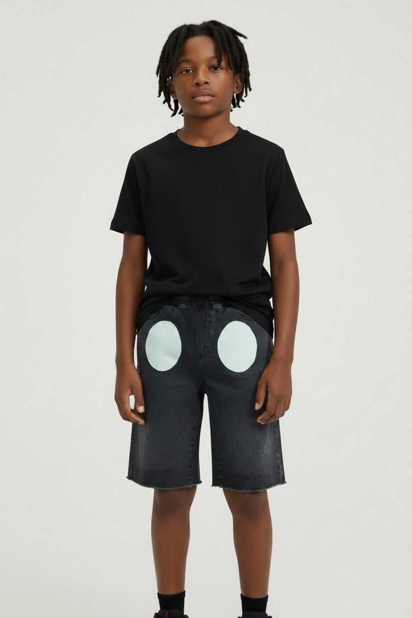 Black Character-Inspired Jogger Shorts — Youth XL