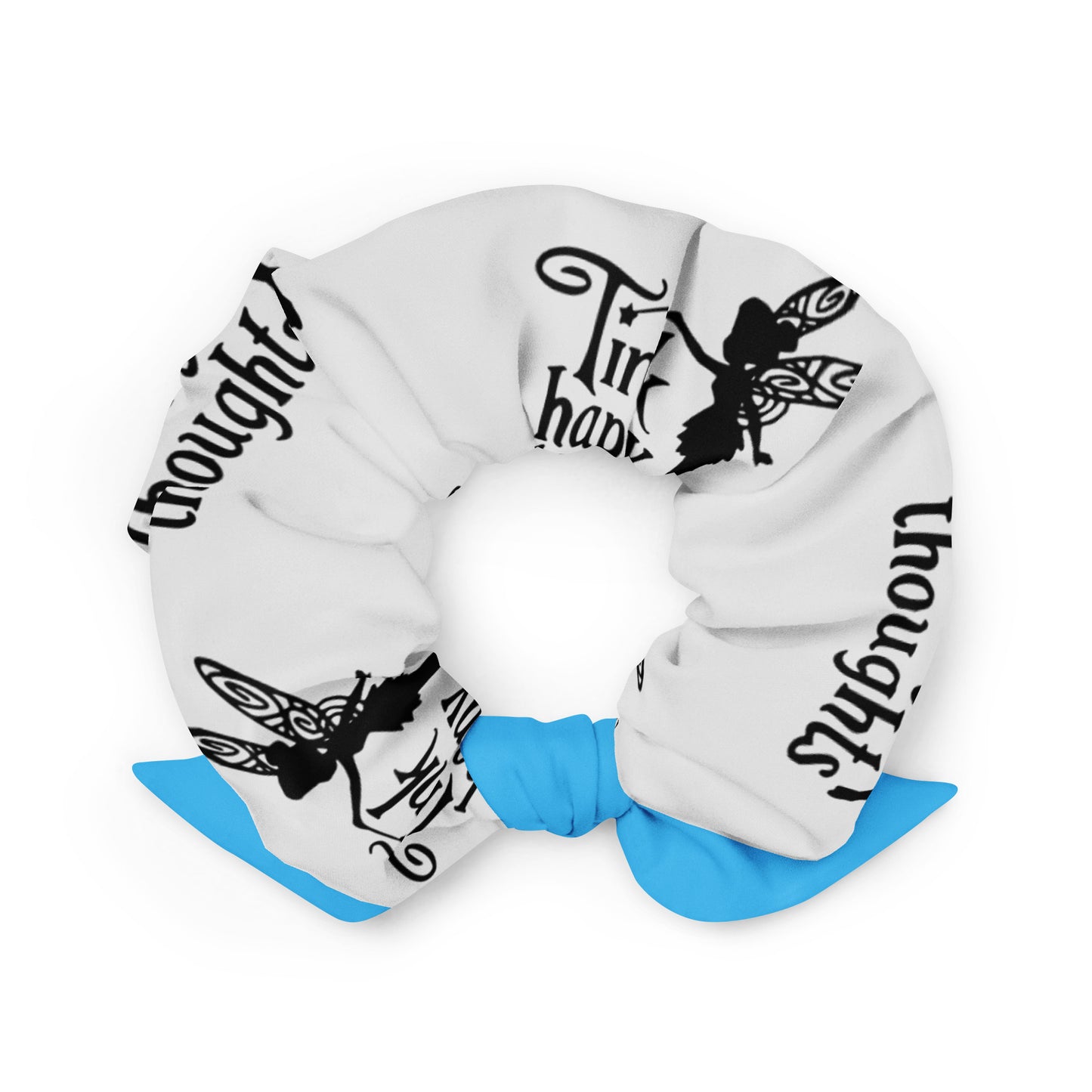 Recycled Tink Happy Thoughts light Grey Scrunchie