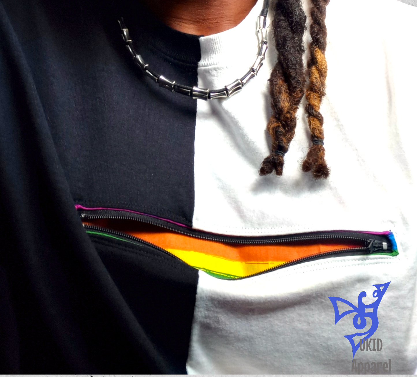 Black and White Rainbow Chest Pocket Tee